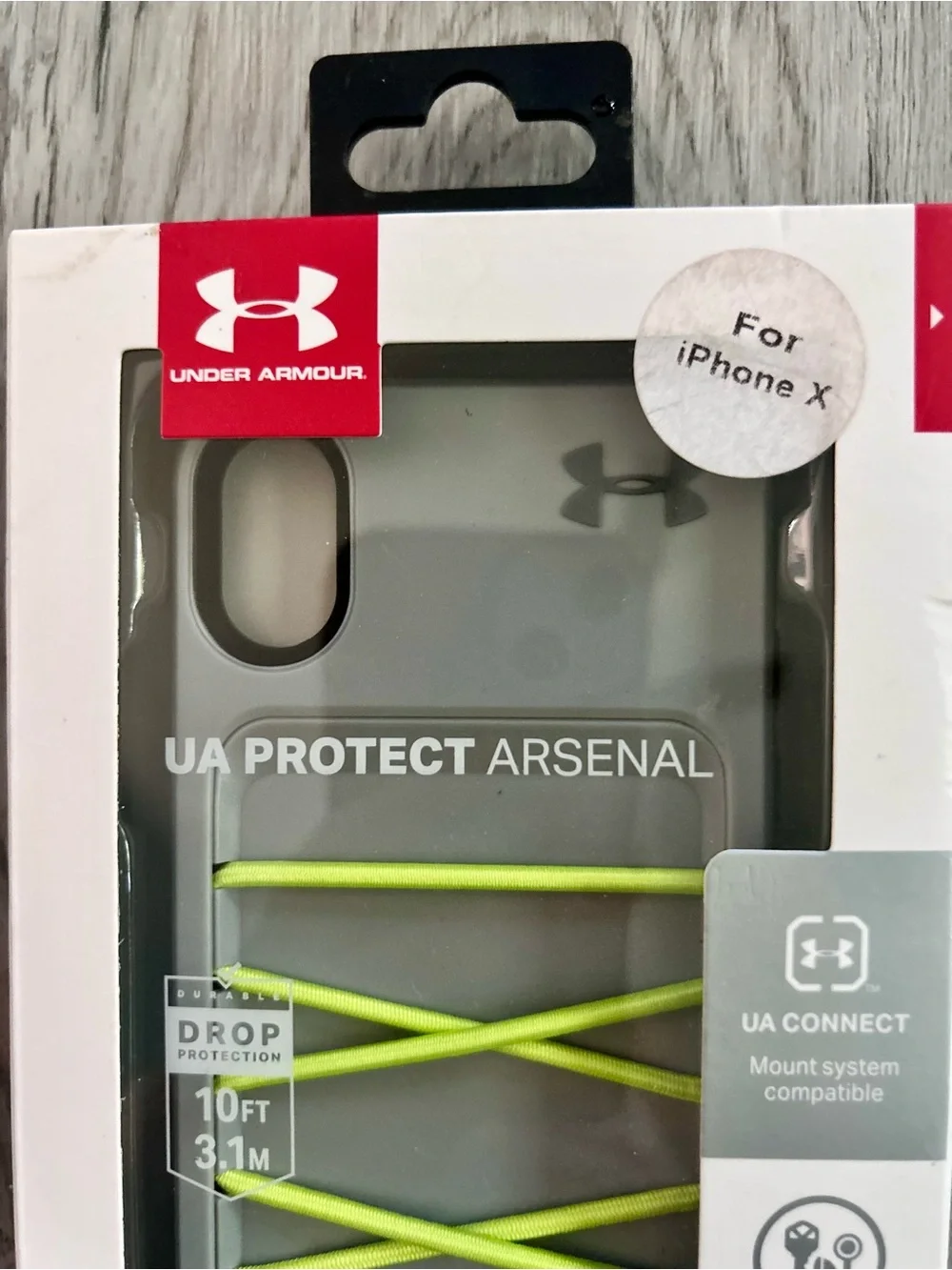 Under Armour UA Protect Arsenal iPhone X Case - Gray with Neon Yellow Lacing